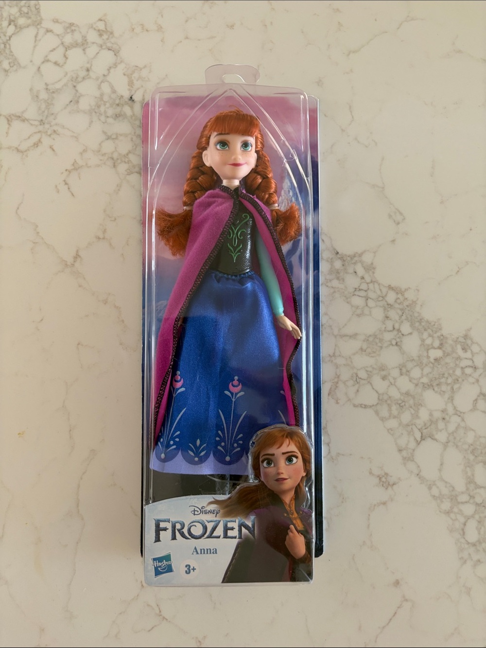 Hasbro Anna Doll with Pink Cape and Blue Dress